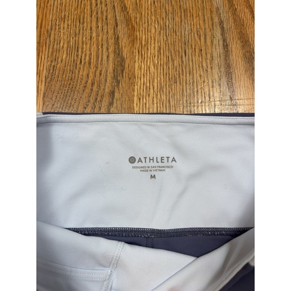 ATHLETA Colorblock Powervita 7/8 Legging Women's Sz Medium Asymmetrical - Picture 3 of 5